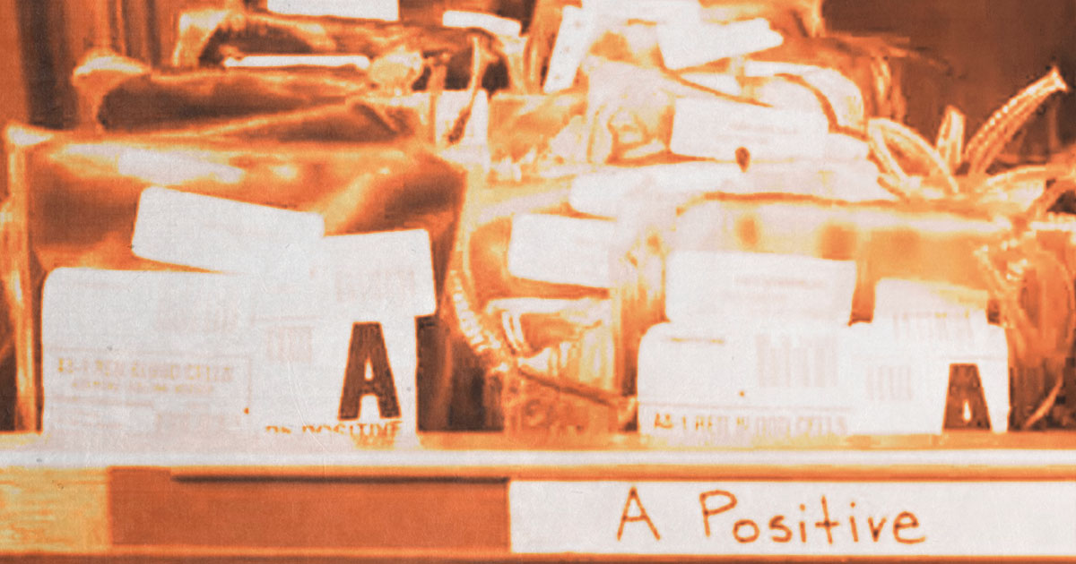 Drawer full of Type A blood bags