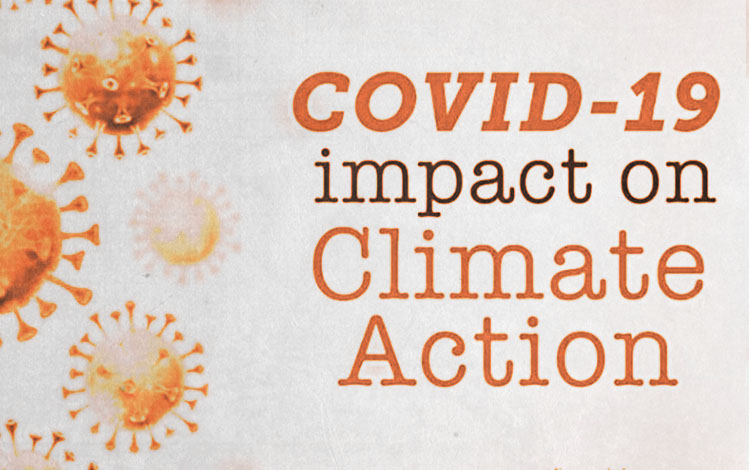 COVID-19 virus on an environment impact banner