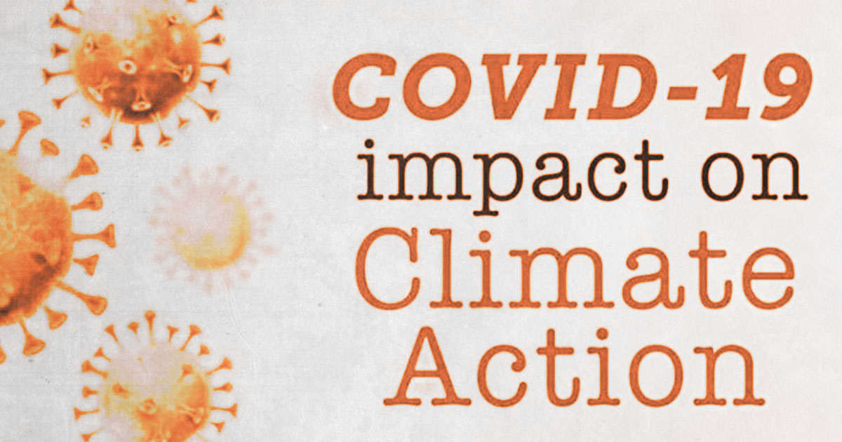 COVID-19 virus on an environment impact banner