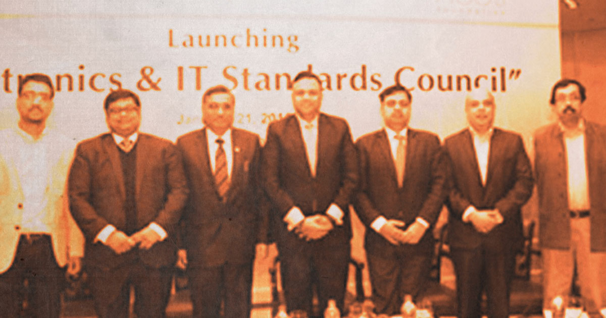 Group of men at Electronics IT Standards council launch event